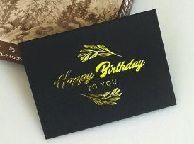Best Wishes Karte weiss, Schrift Gold mit Couvert / Umschlag