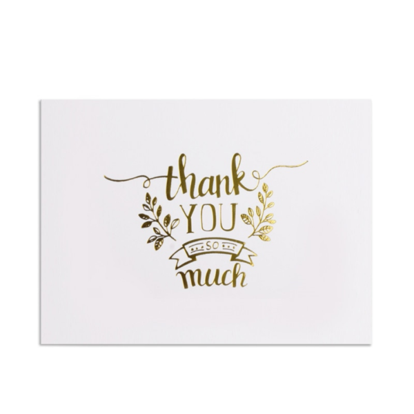 thank you so much Karte weiss, Schrift Gold mit Couvert / Umschlag