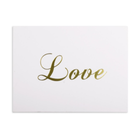 Love Karte weiss, Schrift Gold mit Couvert / Umschlag