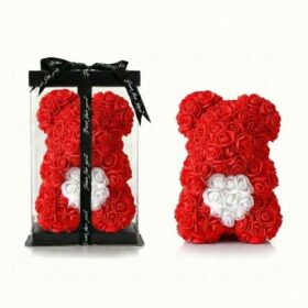 Rosenbär Rot mit weissem Herz