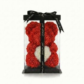 Rosenbär Rot mit weissem Herz