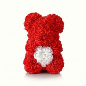 Rosenbär Rot mit weissem Herz