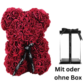RosenBaer.ch Geschenk Box Geschenkbox ZürichRosenbär Rosenbär Bär mit künstlicher Rosendekoration Handarbeit