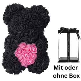 Rosen Bär Schwarz mit Pink Herz mit oder ohne Geschenkbox