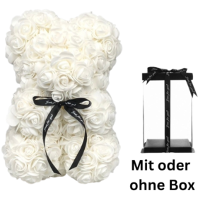 Rosen Bär Weiss mit oder ohne Geschenkbox