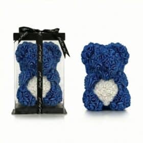 Rosenbär Blau mit weissem Herz