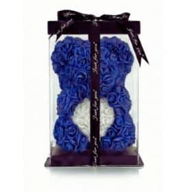 Rosenbär Blau mit weissem Herz