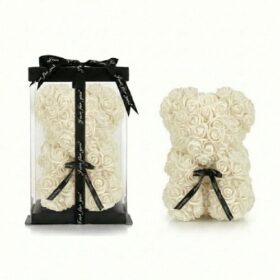 Rosenbär Creme Weiss mit Masche