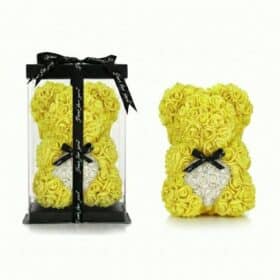 Rosenbär Gelb mit weissem Herz