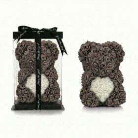 Rosenbär Grau mit weissem Herz