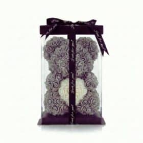 Rosenbär Grau mit weissem Herz