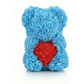 Rosenbär Hellblau mit rotem Herz