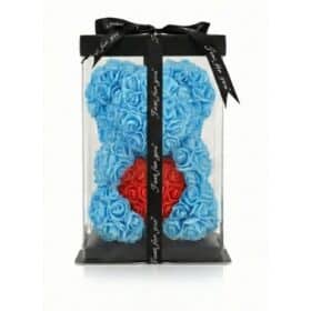 Rosenbär Hellblau mit rotem Herz