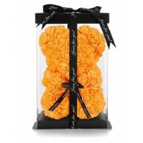 Rosenbär Lachs Aprikose mit schwarzer Masche