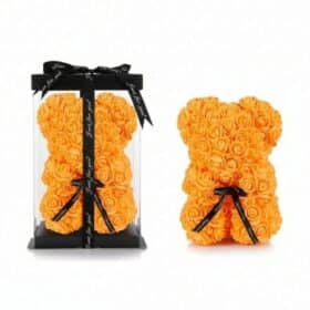 Rosenbär Lachs Aprikose mit schwarzer Masche