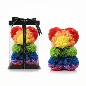 Rosenbär Rainbow mit schwarzer Masche