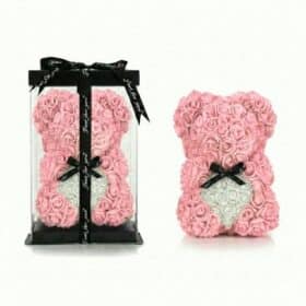 Rosenbär Rosa mit weissem Herz