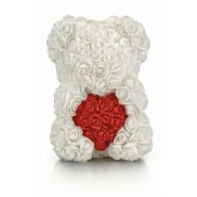Rosenbär Weiss mit rotem Herz