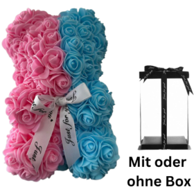 Rosen Bär Pink/Blau mit oder ohne Geschenkbox