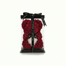 Rosenbär Baccara Rot mit Herz & Masche