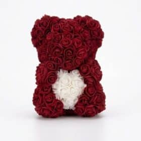 Троянда Ведмідь Баккара Червона з білим серцем