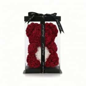 Троянда Ведмідь Баккара Червона з білим серцем