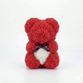 Красный мишка Роза с сердечком и бантиком