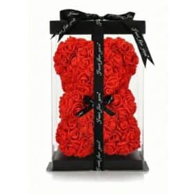 Urso rosa vermelho com ponto