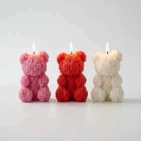 Rosenbär Kerze Rot Weiss oder Pink 5 x 8.5cm